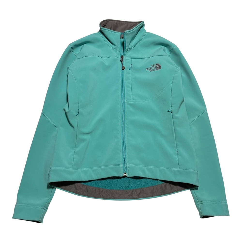 The North Face Apex Teal Softshell Full Zip Fleece Lined Jacket Women's S FLAW